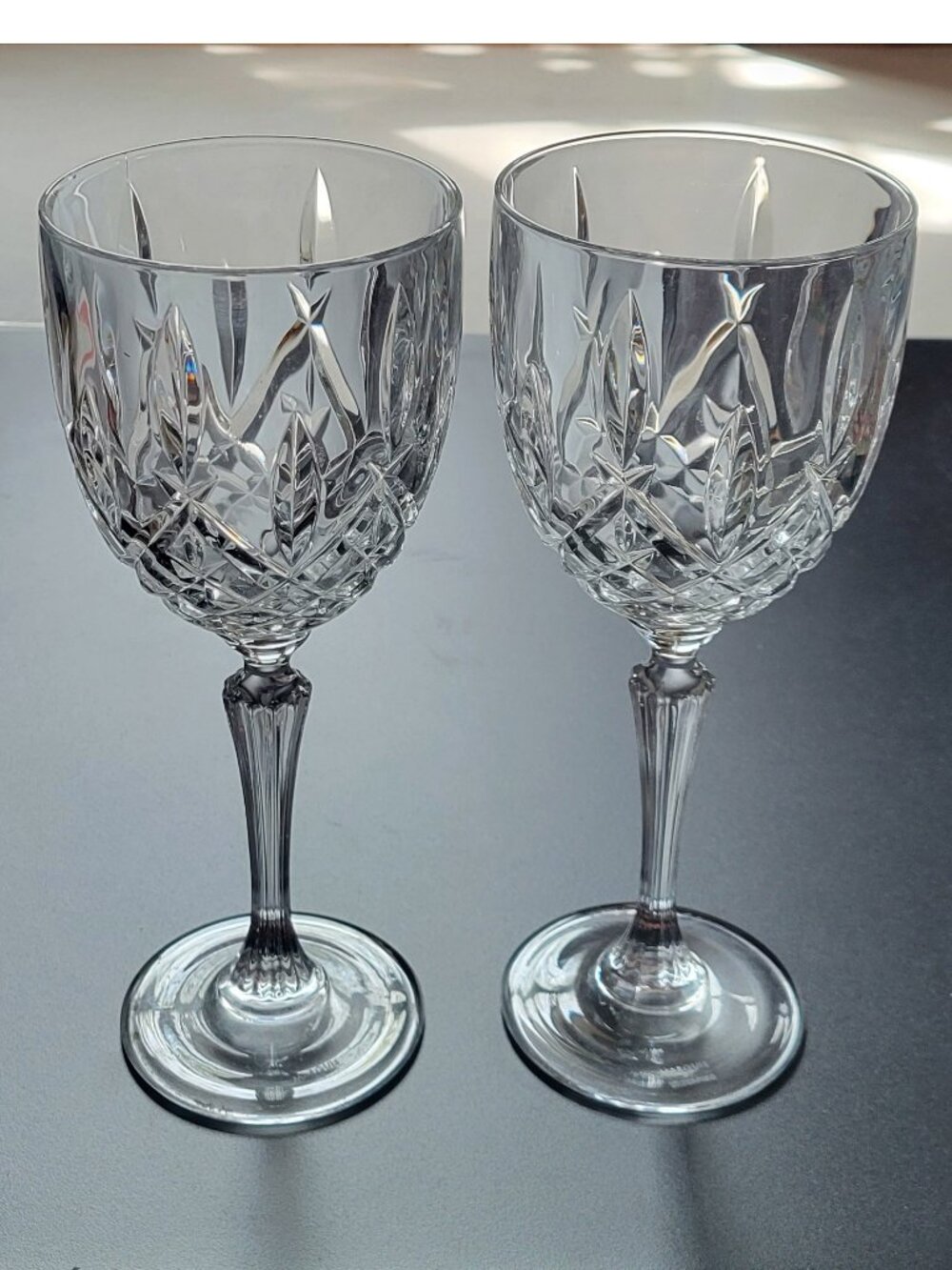 Marquis Waterford Markham Wine Water Goblet Glass Italy Made 8.5” Tall Set of 2